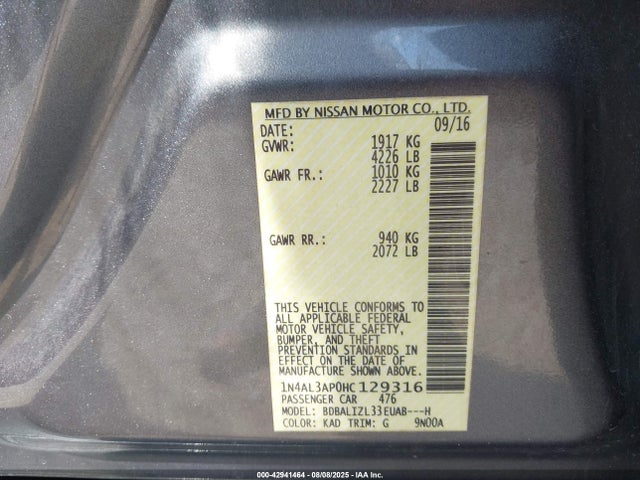 1N4AL3AP0HC129316 Nissan 2017