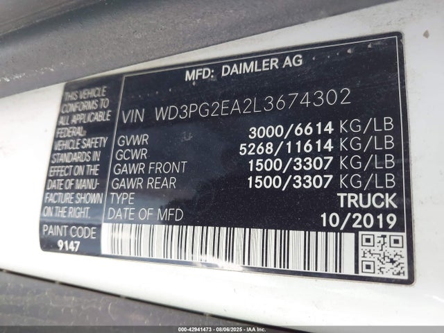 Mercedes-Benz m274 2020 WD3PG2EA2L3674302 Image 9