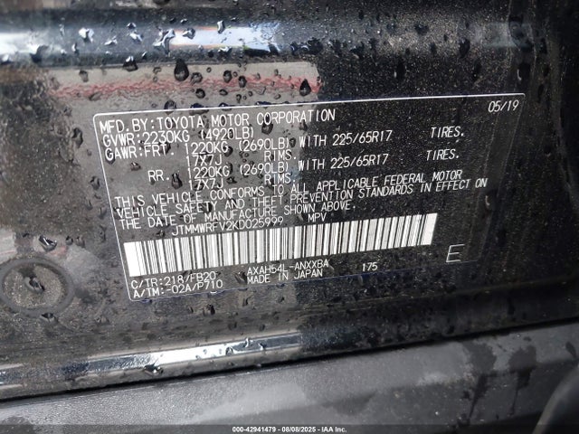 JTMMWRFV2KD025999 Toyota a25-fxz, 3nm+4nm