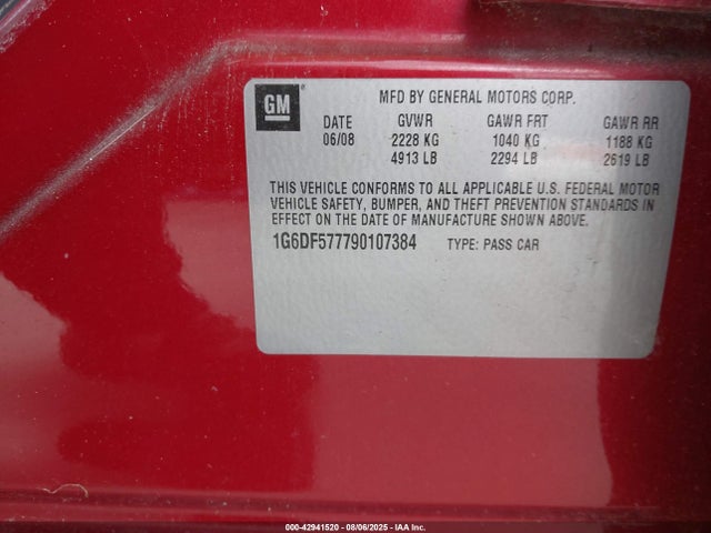 2009 CADILLAC CTS 1G6DF577790107384 Photo 8