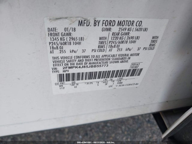 Ford 2018 2018 2FMPK4J85JBB55773 Image 9