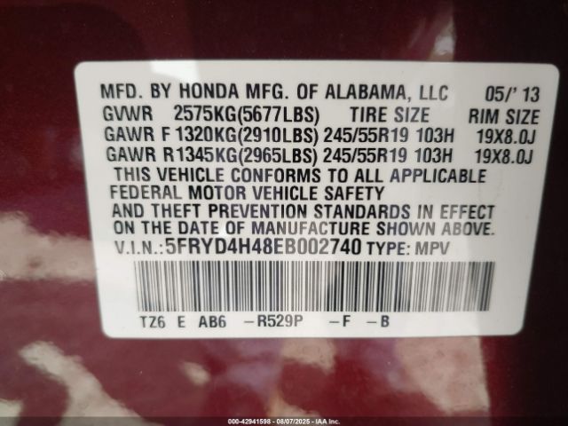 2014 ACURA MDX 5FRYD4H48EB002740 Photo 8