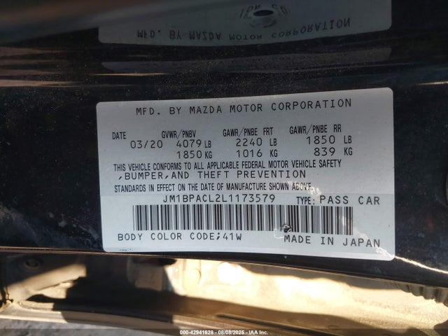 Mazda py 2020 JM1BPACL2L1173579 Image 9