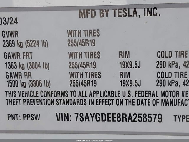 2024 TESLA MODEL Y 7SAYGDEE8RA258579 Photo 8