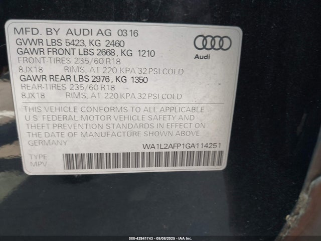 2016 AUDI Q5 WA1L2AFP1GA114251 Photo 8