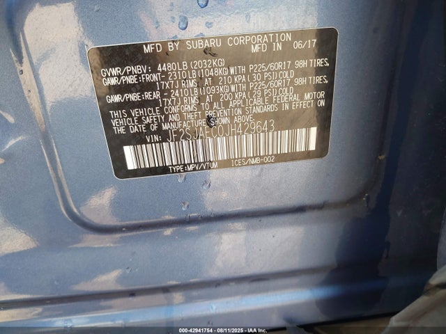 Subaru naturally aspirated u5 2018 JF2SJAEC0JH429643 Image 9