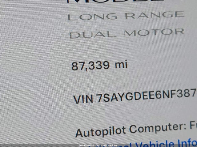 7SAYGDEE6NF387031 Tesla Model Y