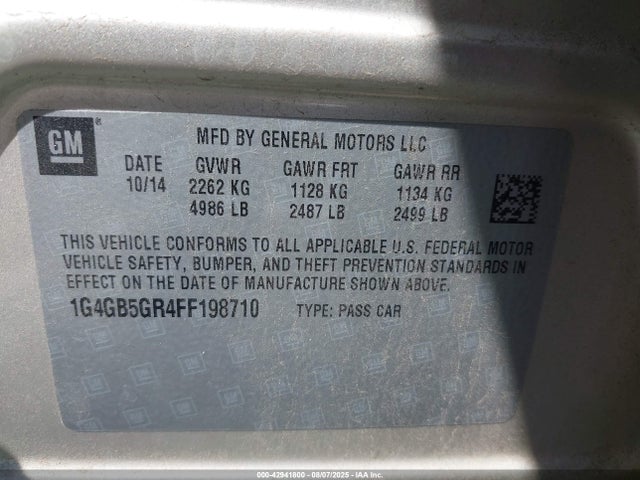 1G4GB5GR4FF198710 Buick luk - bas, ecotec