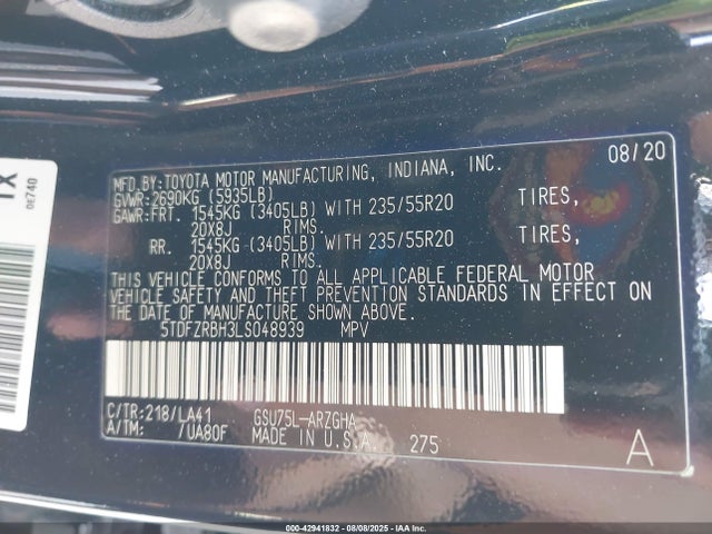 Toyota 2gr-fks 2020 5TDFZRBH3LS048939 Image 9