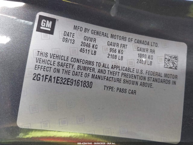 2014 Chevrolet Camaro 2ls მანქანა იყიდება აუქციონზე, vin: 2G1FA1E32E9161830, აუქციონის ნომერი: 42941845
