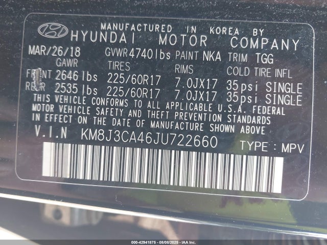 KM8J3CA46JU722660 Hyundai gdi nu