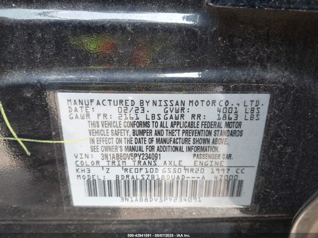 Nissan Sentra 2023 3N1AB8DV5PY234091 Image 9