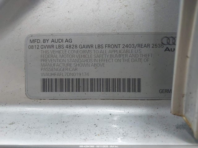 2013 AUDI A4 WAUHFAFL7DN019174 Photo 8
