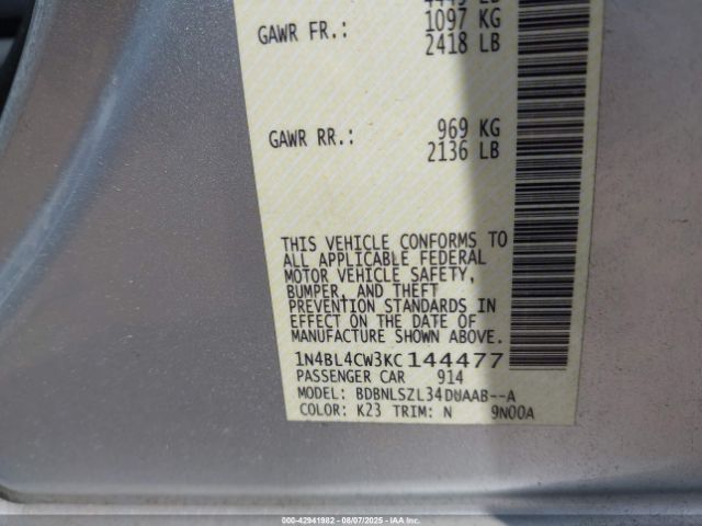 2019 NISSAN ALTIMA 1N4BL4CW3KC144477 Photo 8