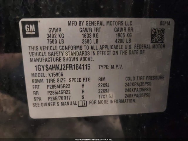 2015 CADILLAC ESCALADE ESV 1GYS4HKJ2FR184115 Photo 8