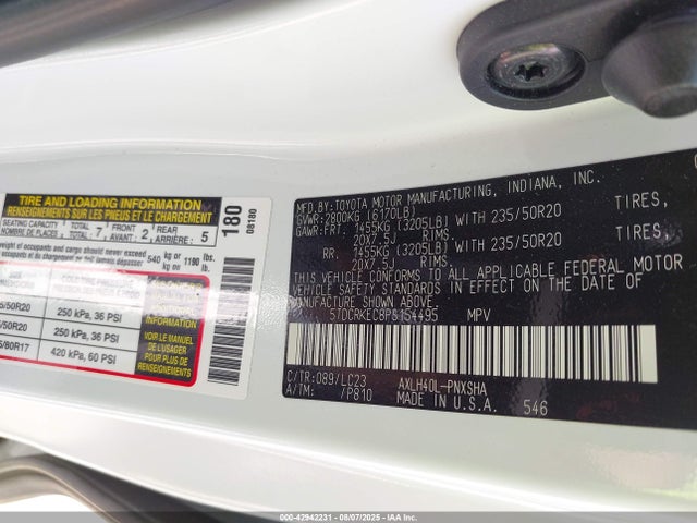 Toyota a25a-fxs, 5nm 2023 5TDCRKEC8PS154495 Image 9