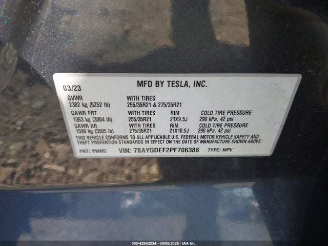 2023 TESLA MODEL Y 7SAYGDEF2PF706386 Photo 8