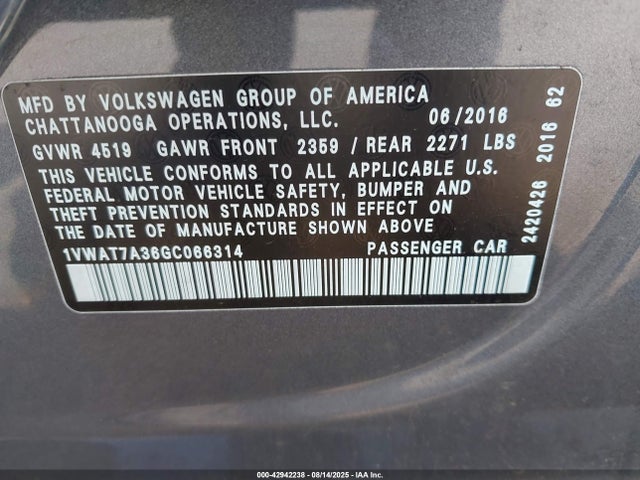 1VWAT7A36GC066314 Volkswagen 1.8t
