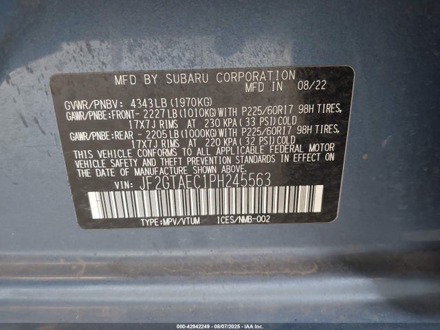 Subaru na 2023 JF2GTAEC1PH245563 Image 9