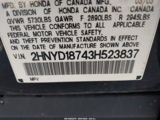 2003 ACURA MDX 2HNYD18743H523837 Photo 8