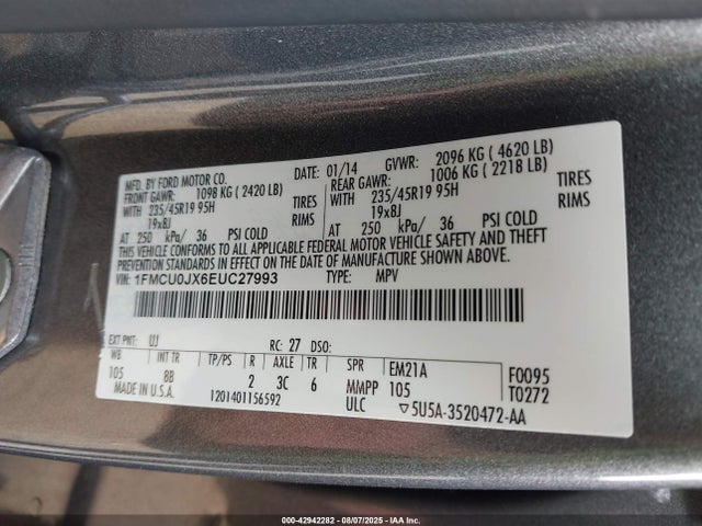Ford Escape 2014 1FMCU0JX6EUC27993 Image 9