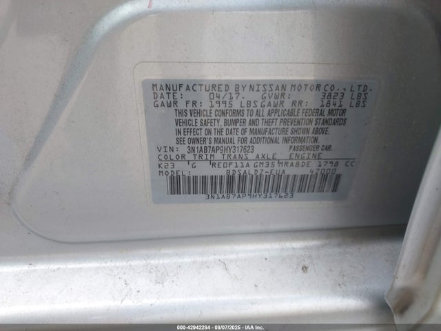 3N1AB7AP9HY317623 Nissan Sentra