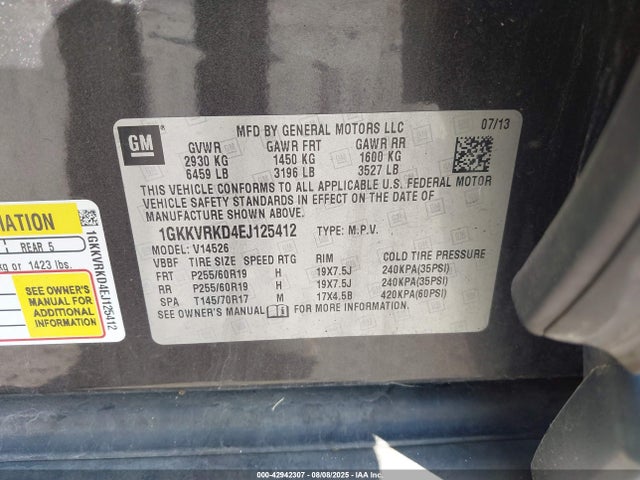 GMC llt 2014 1GKKVRKD4EJ125412 Image 9