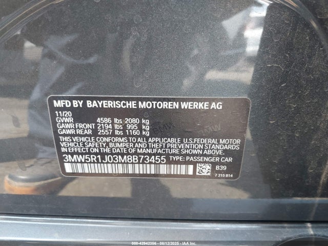 3MW5R1J03M8B73455 BMW 330I