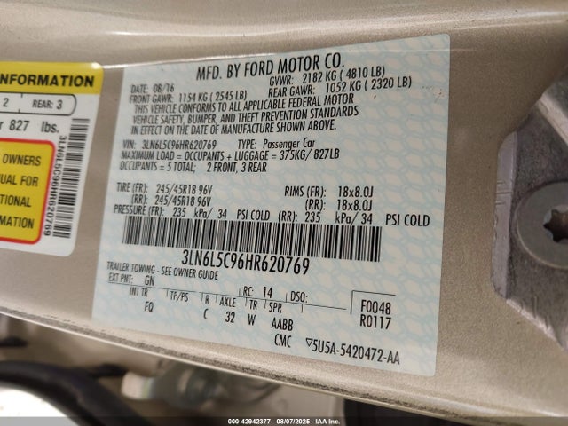 3LN6L5C96HR620769 Lincoln 2.0l gtdi high w/premium fuel