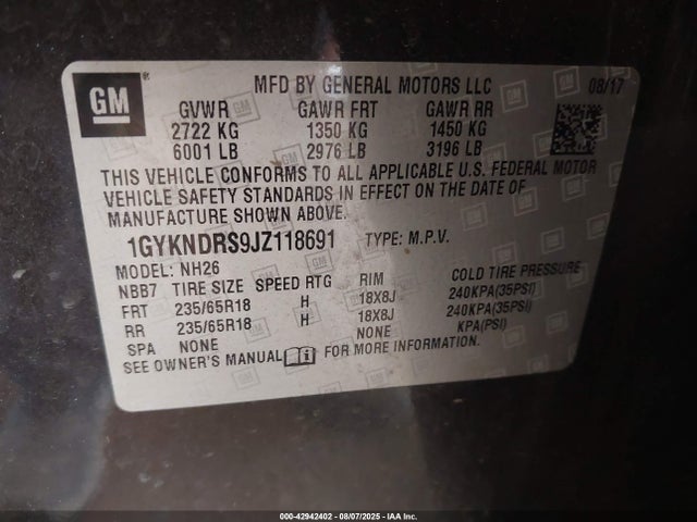 2018 CADILLAC XT5 1GYKNDRS9JZ118691 Photo 8