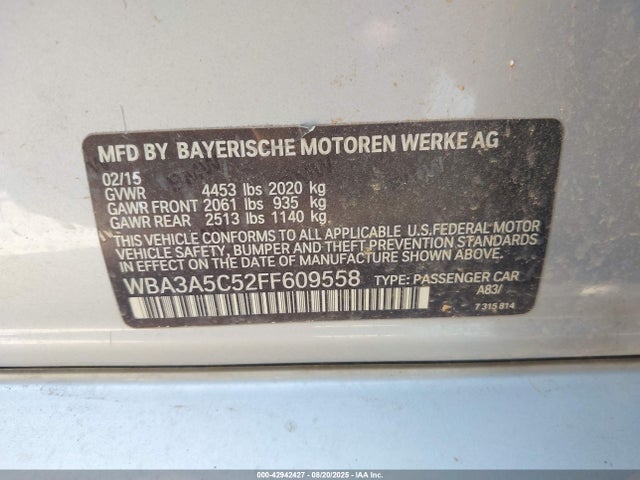 BMW 328I 2015 WBA3A5C52FF609558 Image 9