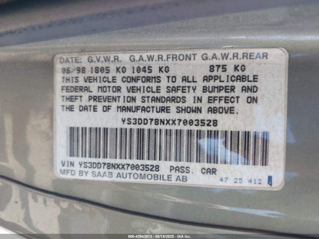 1999 SAAB 9-3 YS3DD78NXX7003528 Photo 8