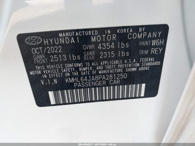 KMHL64JA8PA281250 Hyundai gdi theta iii
