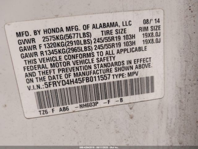 2015 ACURA MDX 5FRYD4H45FB011557 Photo 8