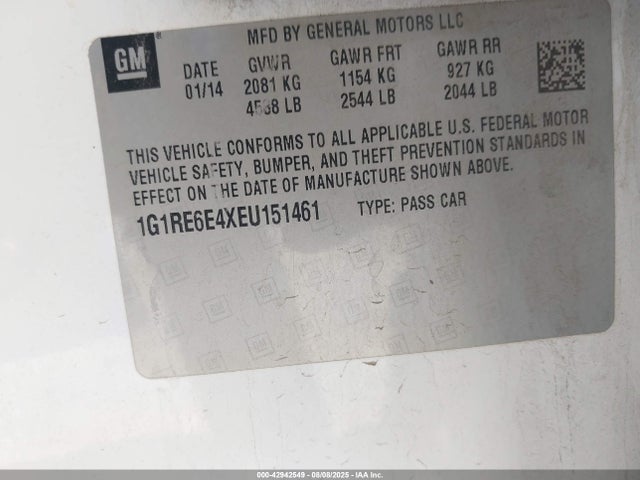1G1RE6E4XEU151461 Chevrolet luu - ffv, e-flex, fam