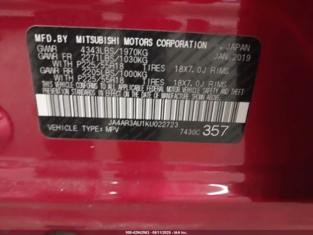 2019 MITSUBISHI OUTLANDER SPORT JA4AR3AU1KU022723 Photo 8