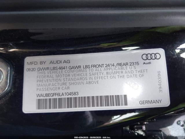 2020 AUDI A3 WAUBEGFF6LA104583 Photo 8