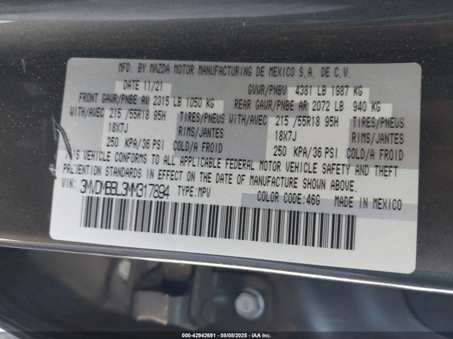 Mazda py 2021 3MVDMBBL3MM317894 Image 9