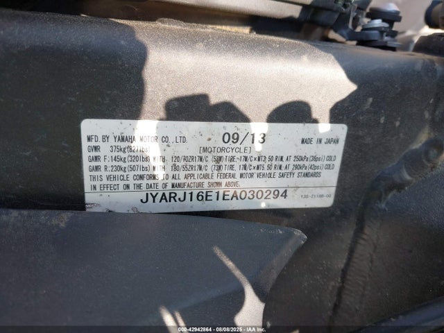 Продажа на аукционе авто 2014 Yamaha Yzfr6, vin: JYARJ16E1EA030294, номер лота: 42942864