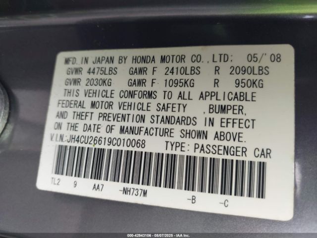 2009 ACURA TSX JH4CU26619C010068 Photo 8