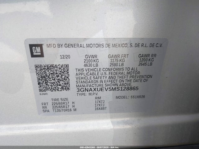 3GNAXUEV5MS128865 Chevrolet lyx