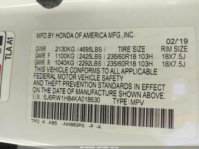 5J6RW1H84KA018630 Honda l15be