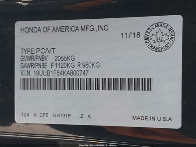 2019 ACURA TLX 19UUB1F64KA800747 Photo 8