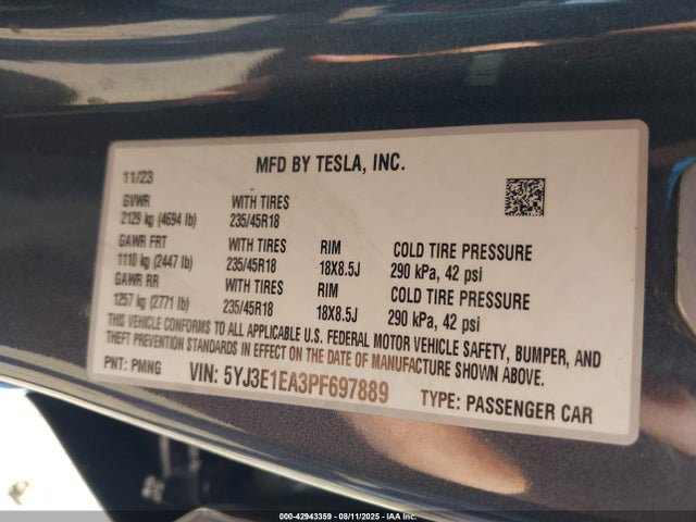 2023 TESLA MODEL 3 5YJ3E1EA3PF697889 Photo 8