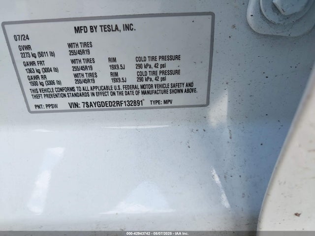 2024 TESLA MODEL Y 7SAYGDED2RF132891 Photo 8
