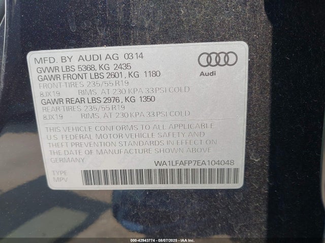 2014 AUDI Q5 WA1LFAFP7EA104048 Photo 8