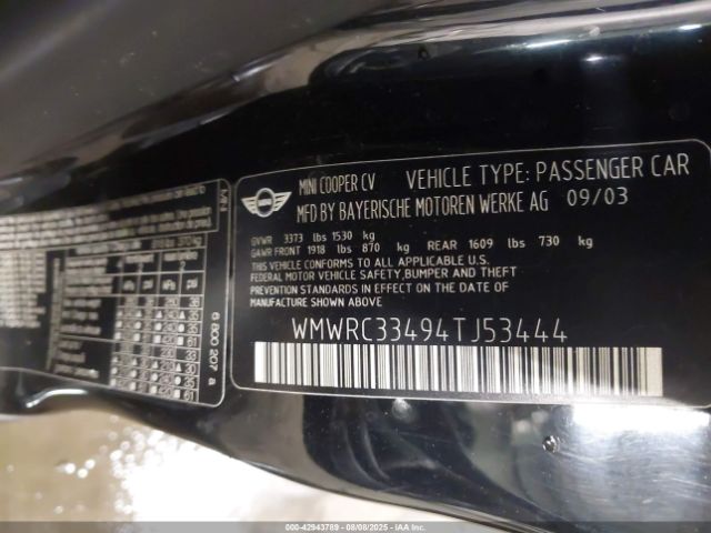 2004 MINI COOPER WMWRC33494TJ53444 Photo 8
