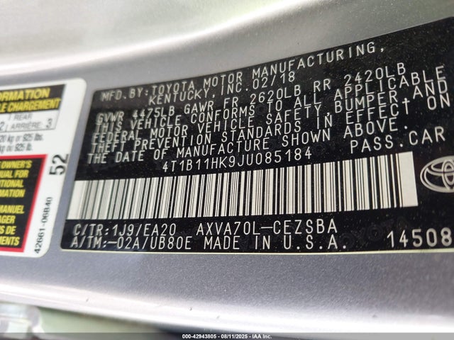 4T1B11HK9JU085184 Toyota a25a-fks