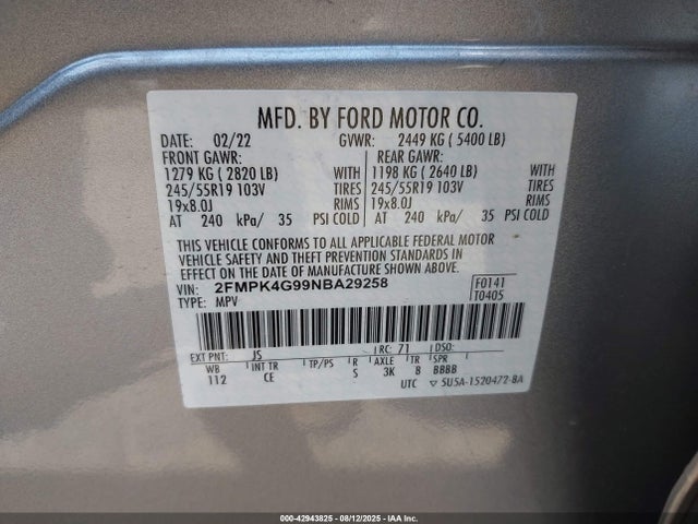 Ford gtdi 2022 2FMPK4G99NBA29258 Image 9