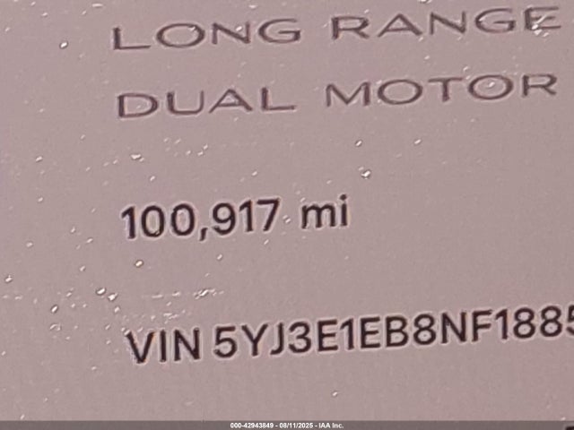 5YJ3E1EB8NF188595 Tesla MODEL 3